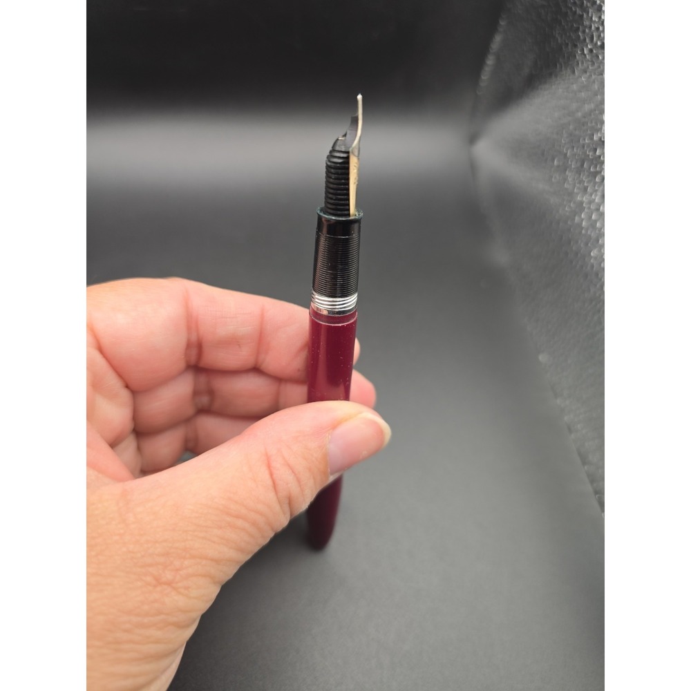 VTG 1950s Sheaffer Touchdown Fountain Pen Burgundy 14K Gold F3 Read - Picture 12 of 16
